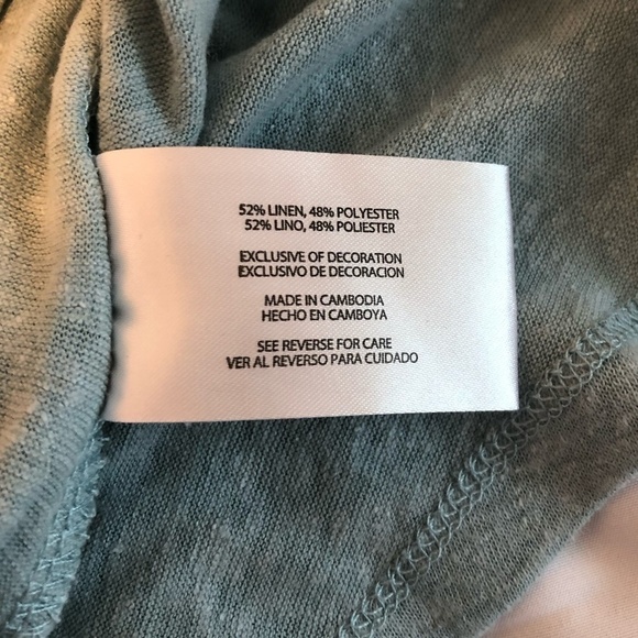 ORVIS Linen T-Shirt Women's Size XL Blue V-Neckline Top Long Sleeve - Picture 8 of 10